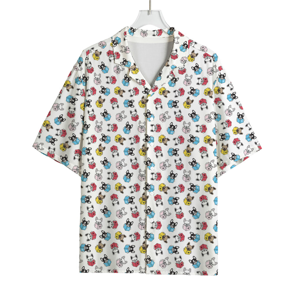 French Bulldog Reading Book Print Rayon Hawaiian Shirt