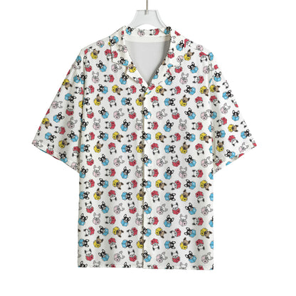 French Bulldog Reading Book Print Rayon Hawaiian Shirt