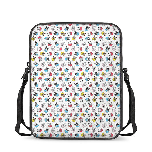 French Bulldog Reading Book Print Rectangular Crossbody Bag