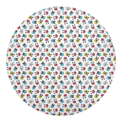 French Bulldog Reading Book Print Round Blanket