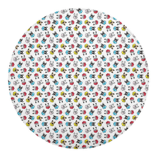 French Bulldog Reading Book Print Round Blanket