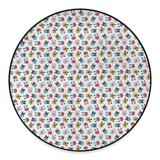 French Bulldog Reading Book Print Round Floor Mat