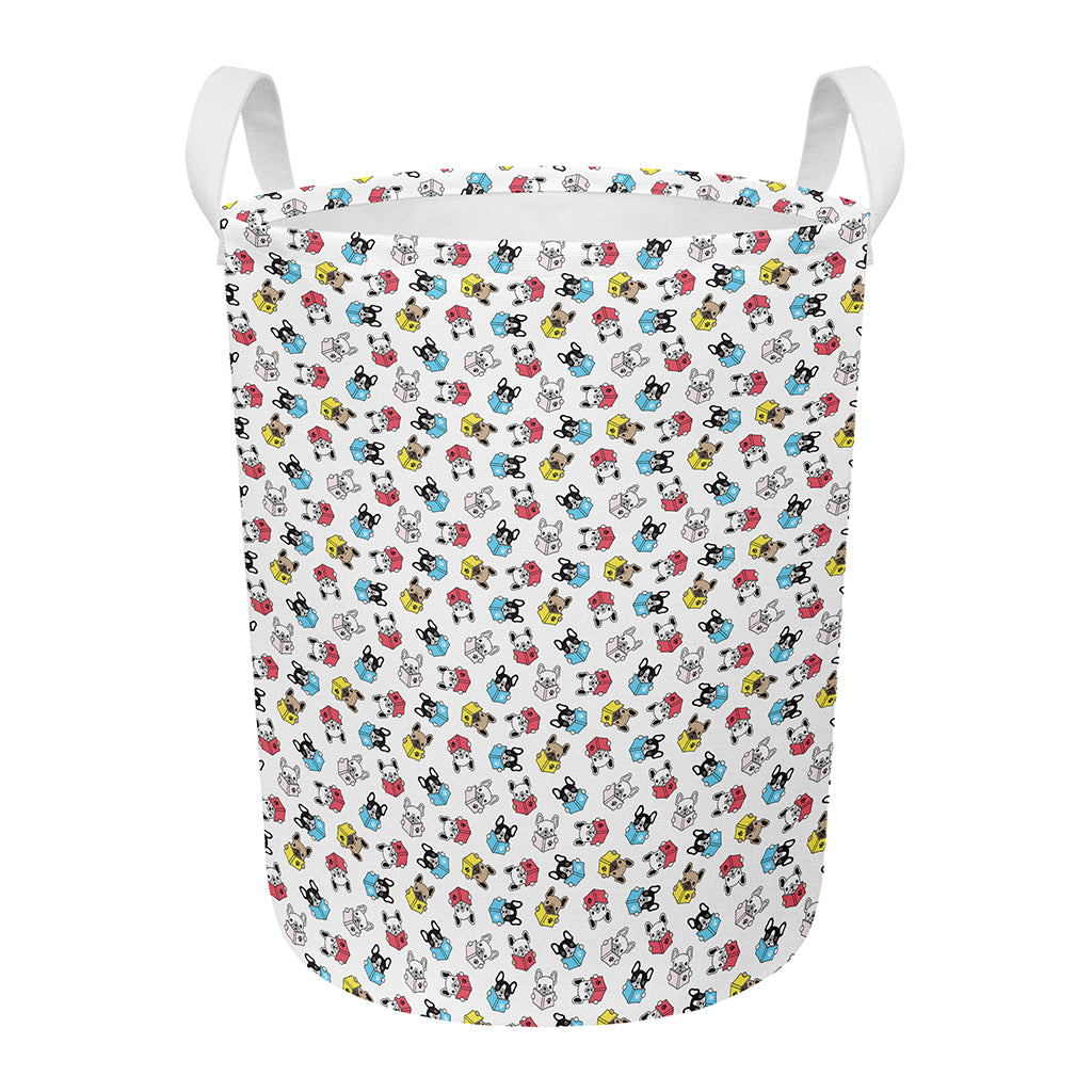 French Bulldog Reading Book Print Round Laundry Basket