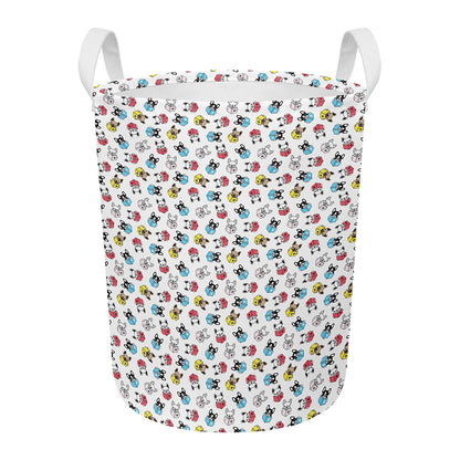 French Bulldog Reading Book Print Round Laundry Basket