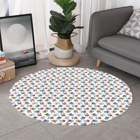 French Bulldog Reading Book Print Round Rug