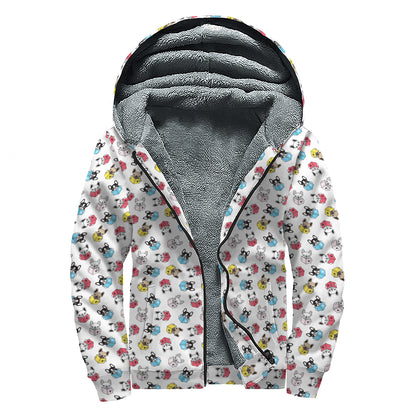 French Bulldog Reading Book Print Sherpa Lined Zip Up Hoodie