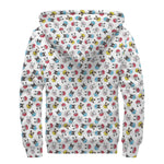 French Bulldog Reading Book Print Sherpa Lined Zip Up Hoodie