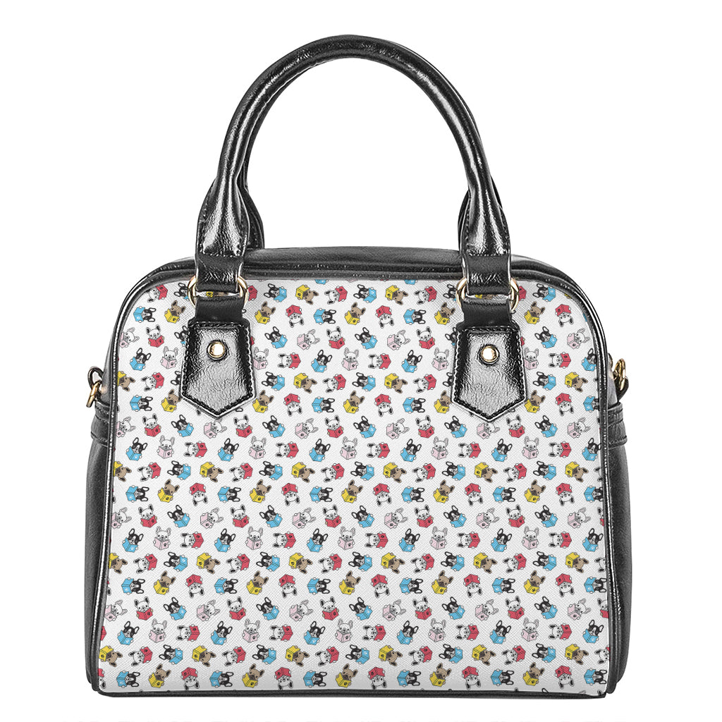 French Bulldog Reading Book Print Shoulder Handbag