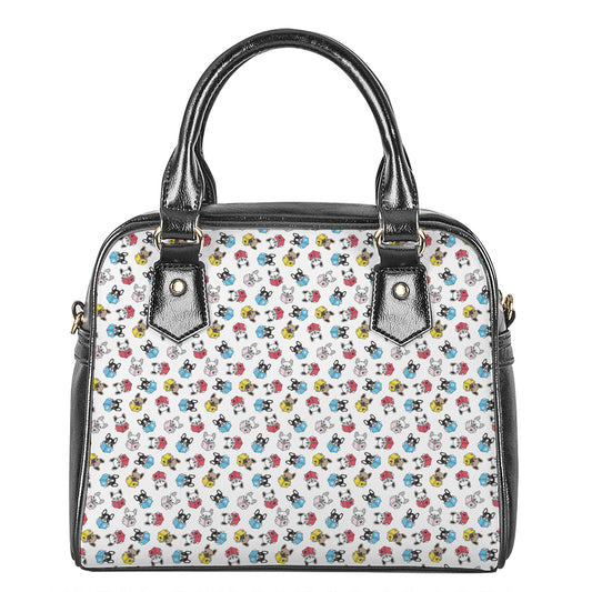 French Bulldog Reading Book Print Shoulder Handbag
