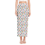 French Bulldog Reading Book Print Side Slit Maxi Skirt