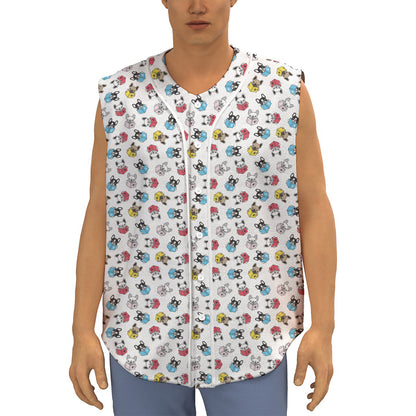 French Bulldog Reading Book Print Sleeveless Baseball Jersey