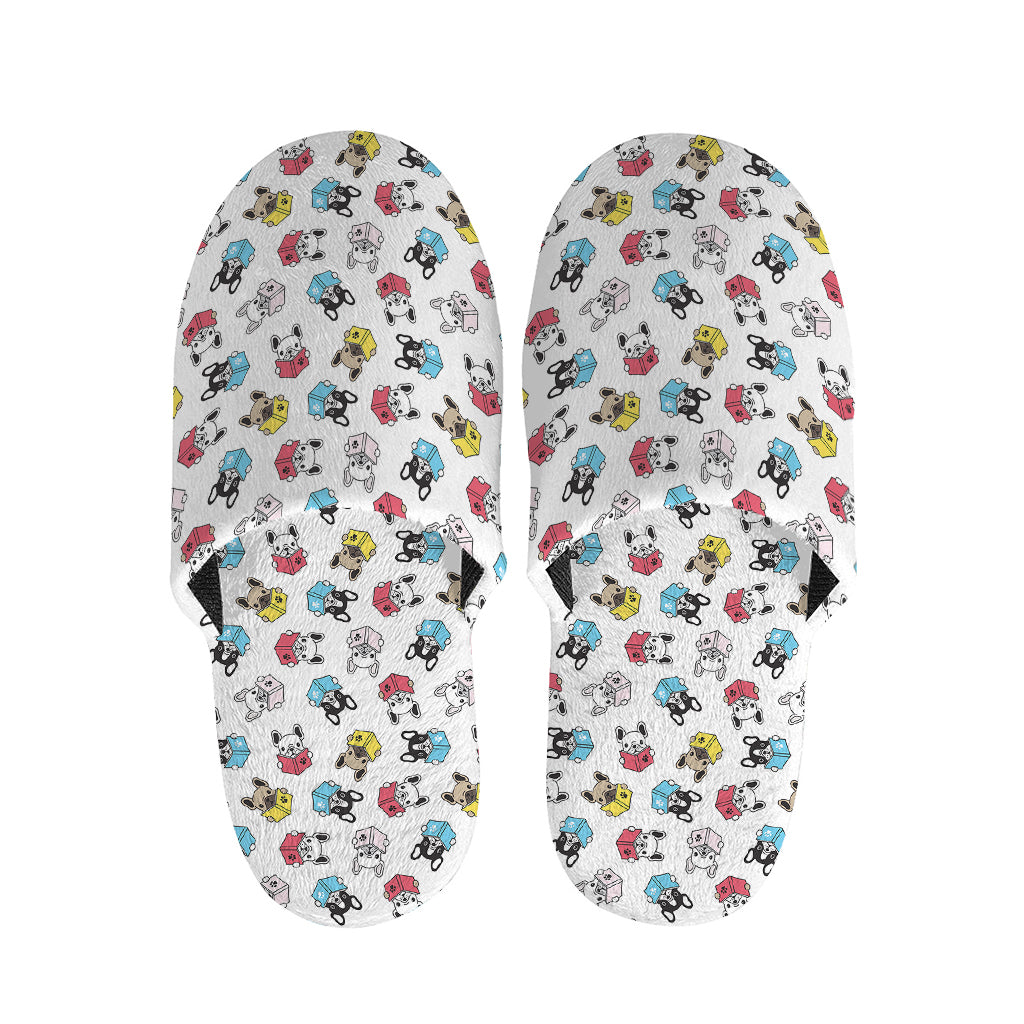 French Bulldog Reading Book Print Slippers