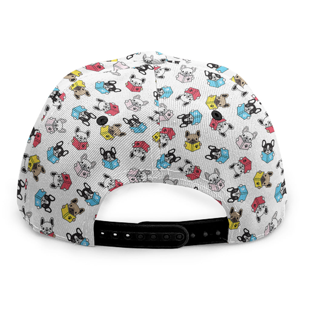 French Bulldog Reading Book Print Snapback Cap