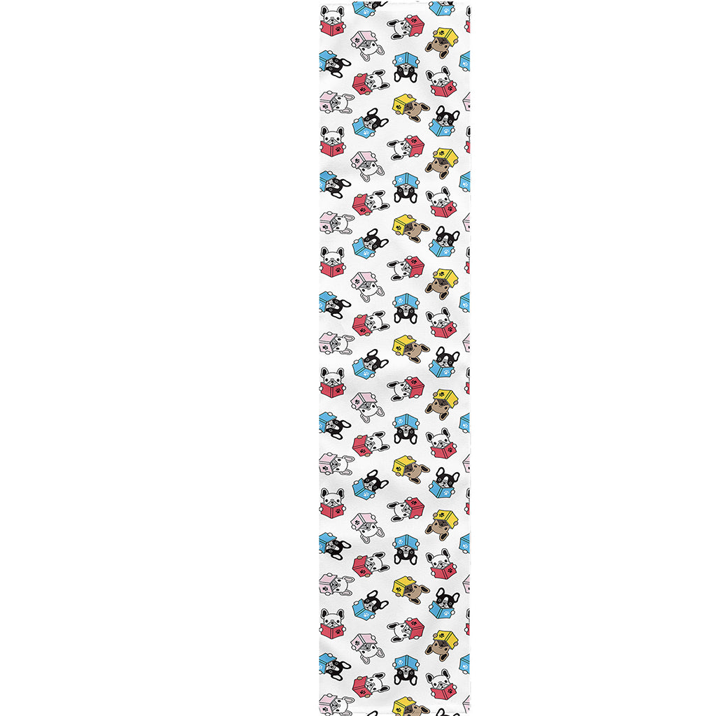 French Bulldog Reading Book Print Table Runner