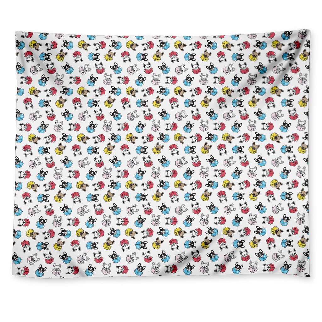 French Bulldog Reading Book Print Tapestry