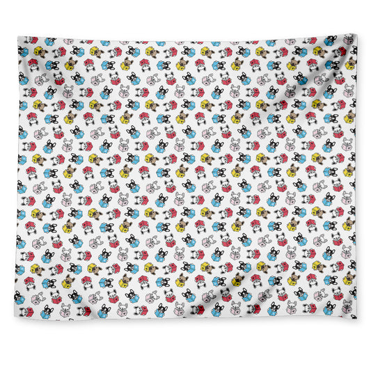 French Bulldog Reading Book Print Tapestry