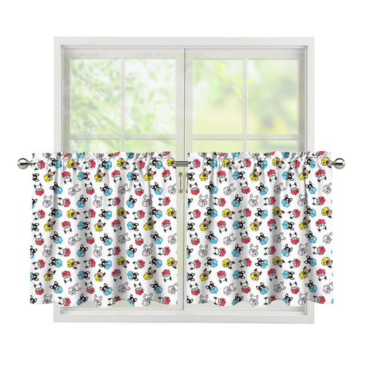 French Bulldog Reading Book Print Tier Curtains