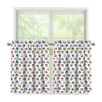 French Bulldog Reading Book Print Tier Curtains
