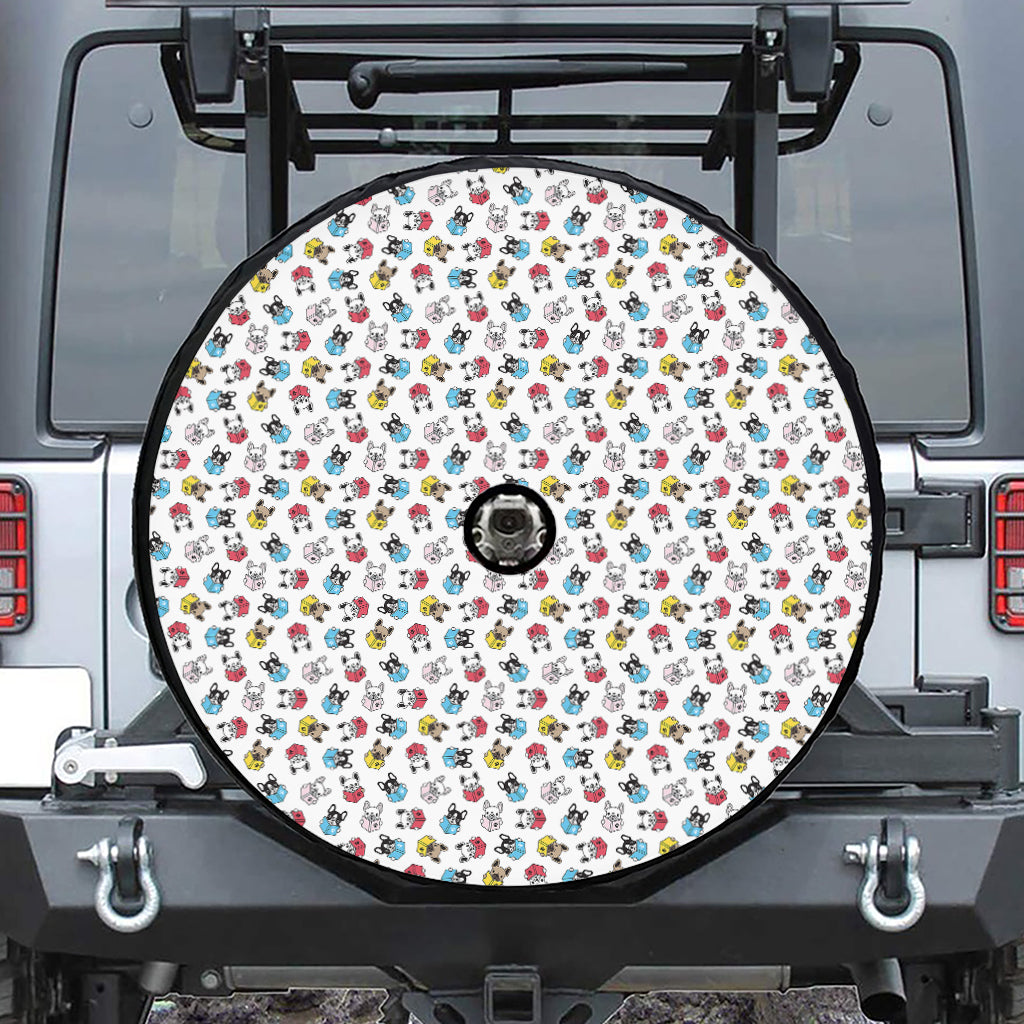 French Bulldog Reading Book Print Tire Cover With Camera Hole