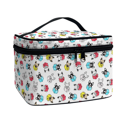 French Bulldog Reading Book Print Travel Makeup Bag