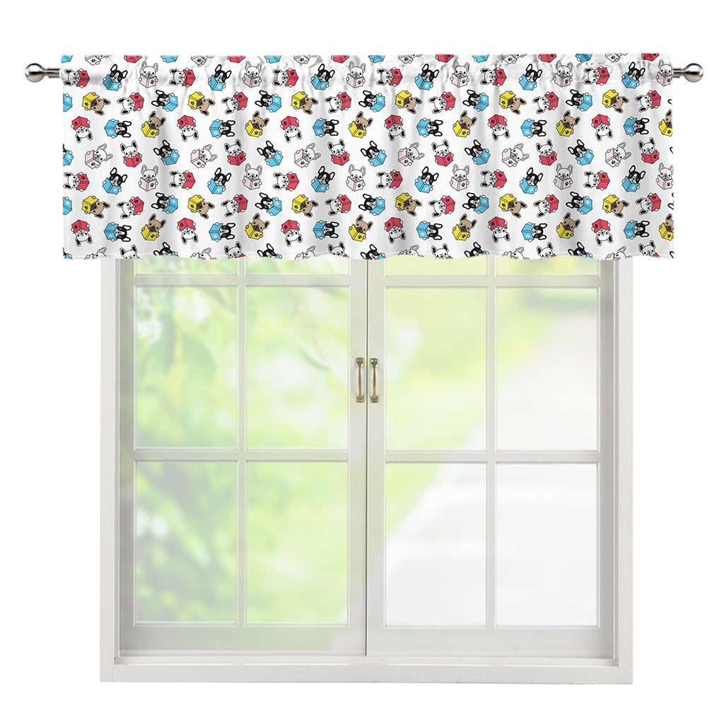 French Bulldog Reading Book Print Window Valance