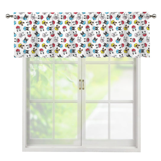 French Bulldog Reading Book Print Window Valance