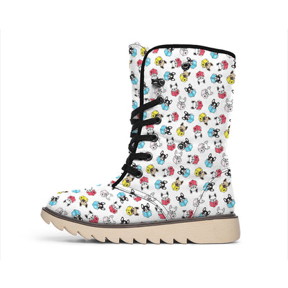 French Bulldog Reading Book Print Winter Boots