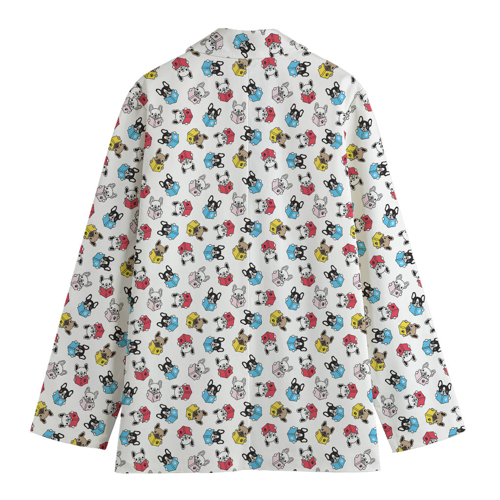 French Bulldog Reading Book Print Women's Blazer