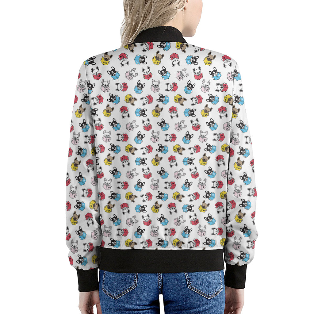 French Bulldog Reading Book Print Women's Bomber Jacket