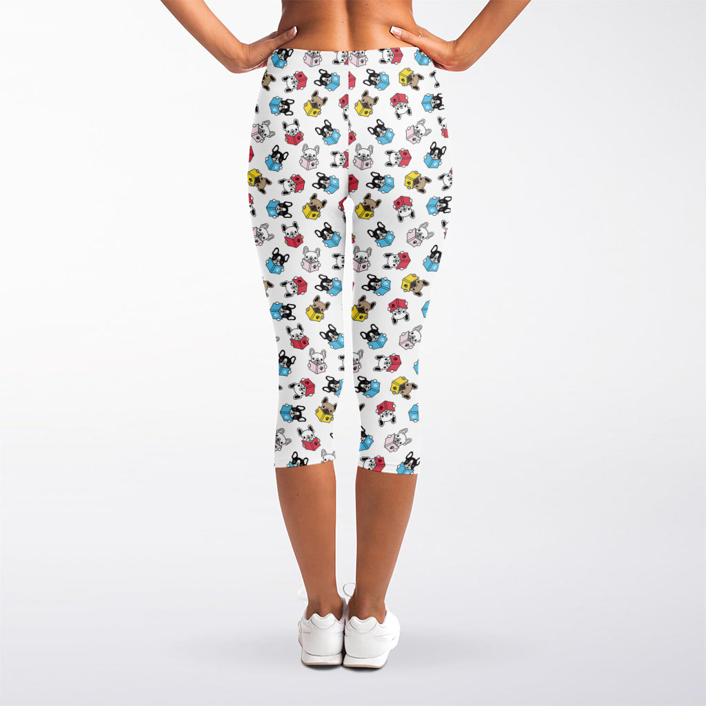 French Bulldog Reading Book Print Women's Capri Leggings