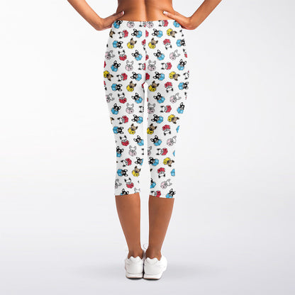 French Bulldog Reading Book Print Women's Capri Leggings