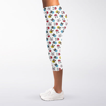 French Bulldog Reading Book Print Women's Capri Leggings