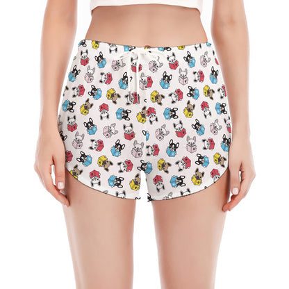 French Bulldog Reading Book Print Women's Split Running Shorts