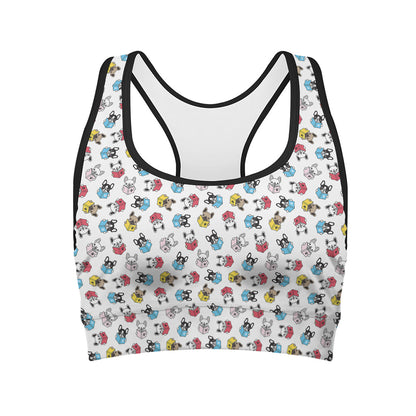 French Bulldog Reading Book Print Women's Sports Bra