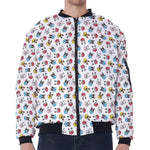 French Bulldog Reading Book Print Zip Sleeve Bomber Jacket