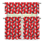 French Bulldog With Glasses Print 3 Piece Kitchen Curtains