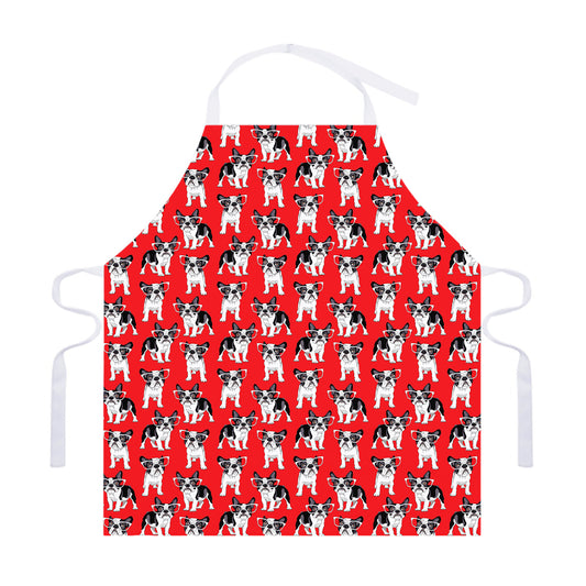 French Bulldog With Glasses Print Adjustable Apron