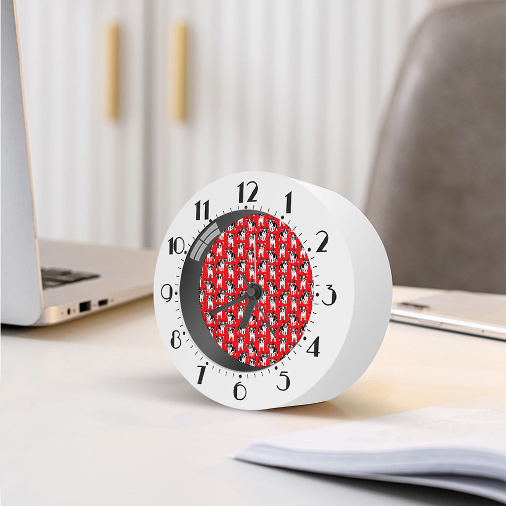 French Bulldog With Glasses Print Alarm Clock