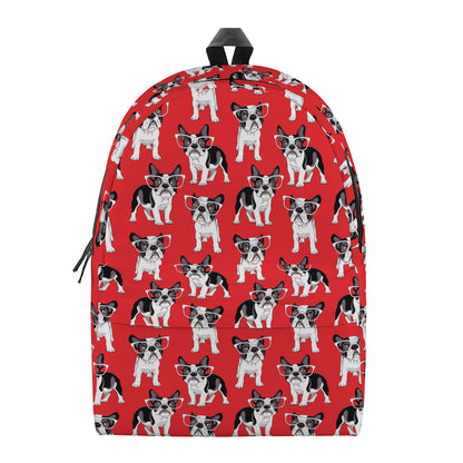 French Bulldog With Glasses Print Backpack