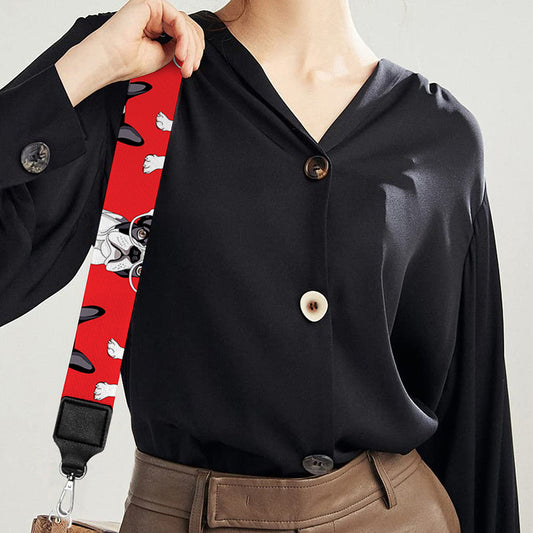 French Bulldog With Glasses Print Bag Strap