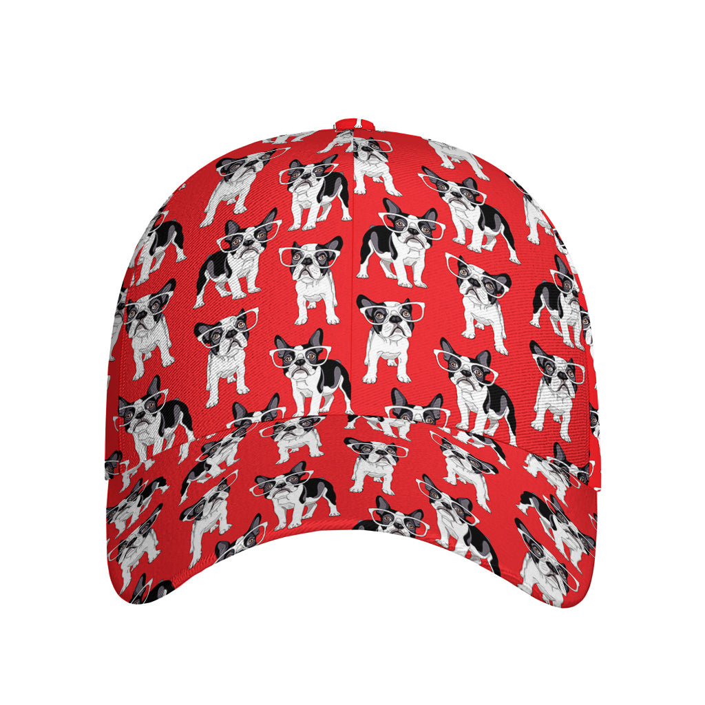 French Bulldog With Glasses Print Baseball Cap