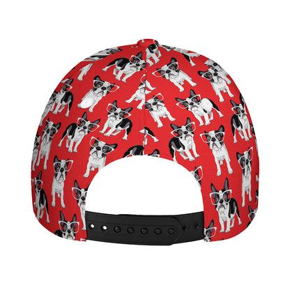 French Bulldog With Glasses Print Baseball Cap