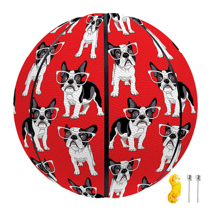 French Bulldog With Glasses Print Basketball