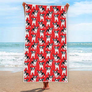 French Bulldog With Glasses Print Beach Towel