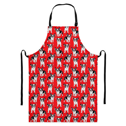 French Bulldog With Glasses Print Bib Apron With Pocket