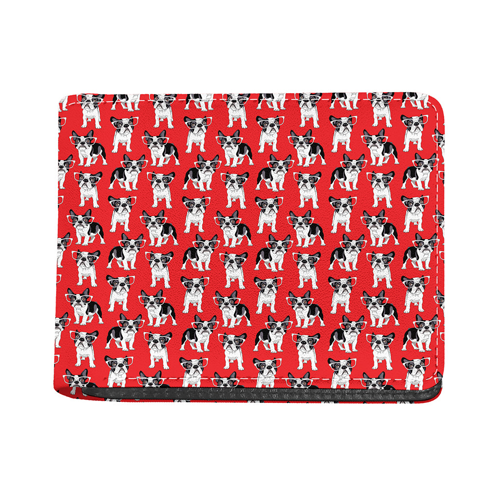 French Bulldog With Glasses Print Bifold Wallet