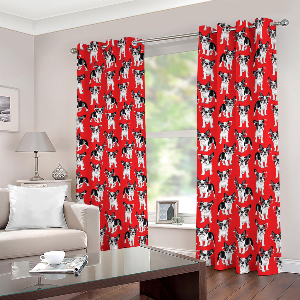 French Bulldog With Glasses Print Blackout Grommet Curtains