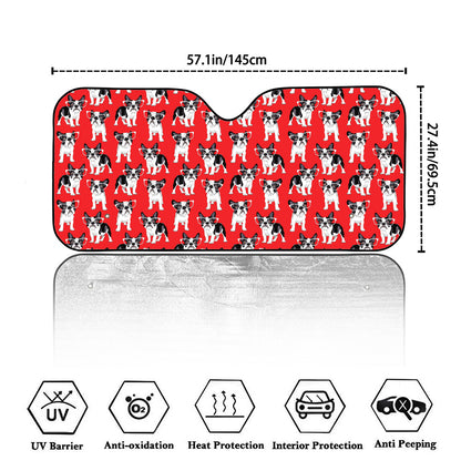 French Bulldog With Glasses Print Car Windshield Sun Shade