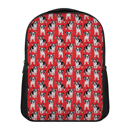 French Bulldog With Glasses Print Casual Backpack