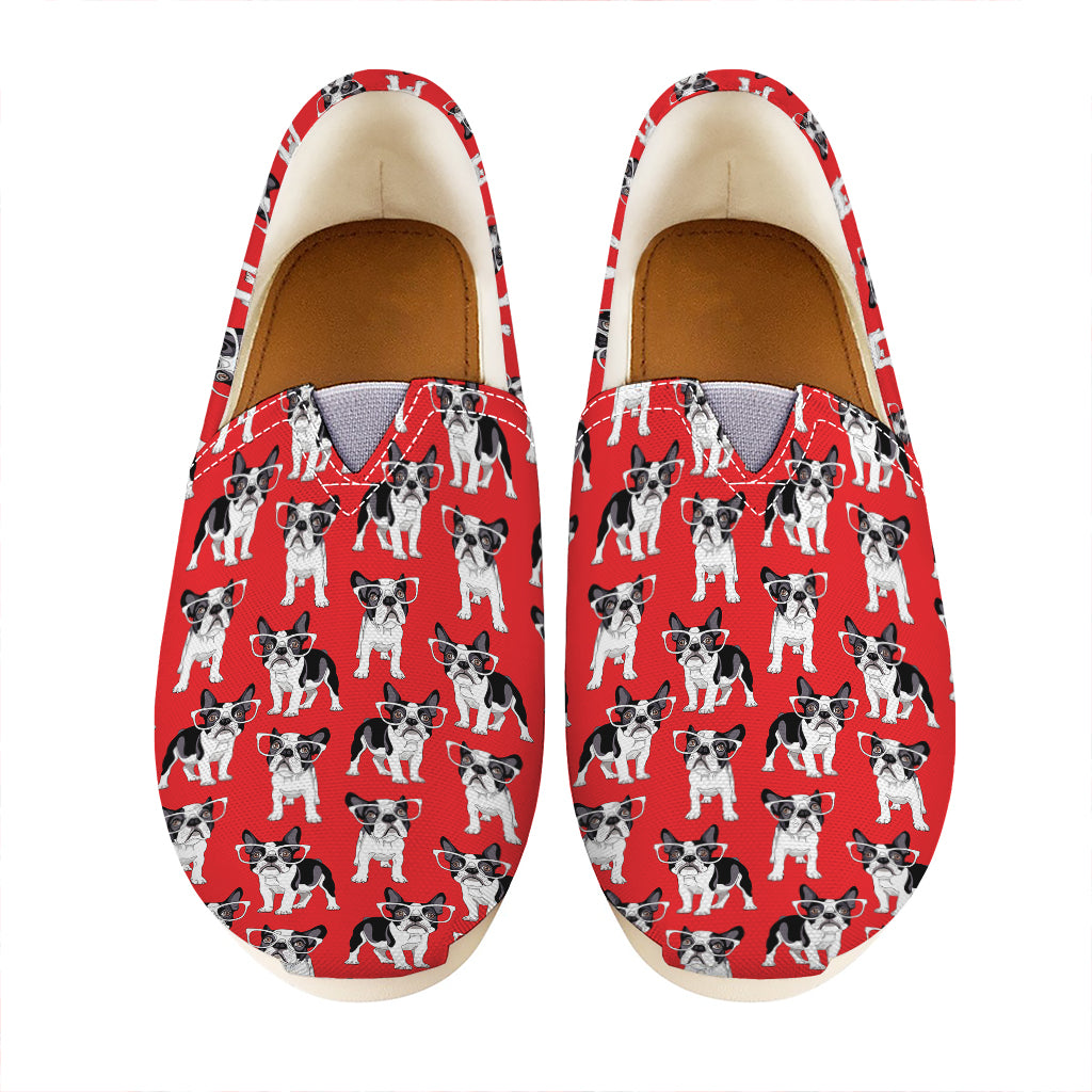 French Bulldog With Glasses Print Casual Shoes